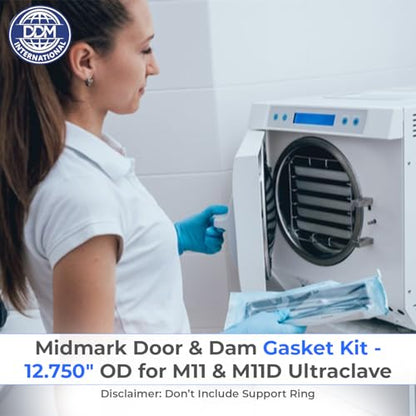 Midmark Compatible Door & Dam Gasket Kit - 12.750" OD for M11 & M11D Ultraclave Models (2001-2022) - Medical-Grade Silicone Rubber Easy Sterilizer Maintenance
