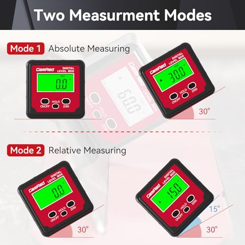 GemRed Digital Angle Gauge (Aluminum-with Hold Function)