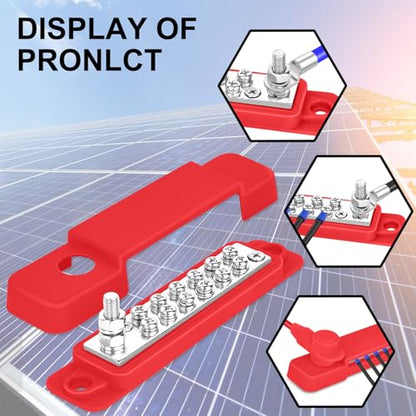 Power Distribution Block 12V 150A 1/4" Stud Bus Bar Tinned Copper Electrical Battery Terminal Block for Boat Automotive Solar Wiring - size: 150A