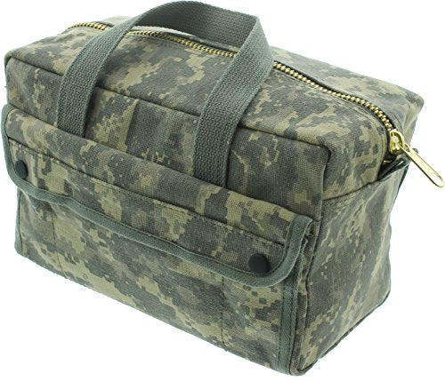 ARMYU Heavy Duty Small Tool Bag Tactical Cotton Canvas Mechanics Bag, 11" x 7" x 6", ACU Digital - Brass Zipper - color: ACU Digital - Brass Zipper