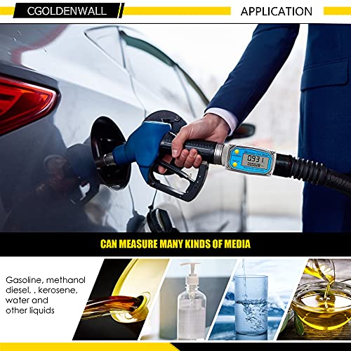 CGOLDENWALL 1 inch 3/4 inch Turbine Flow Meter 2.5~26GPM Fuel Meter Digital Liquid Flowmeter with with 2 NPT Adapters Flow Meter for Water, Diesel, Kerosene, Gasoline with Gallon Unit - color: 1 inch 3/4 inch