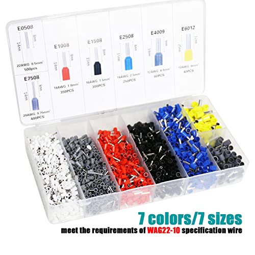 Fidioto Ferrule Crimping Tool Kit, One AWG23-7 Self-Adjustable Ratchet Wire Crimping Tool with 1900PCS Wire Terminals Crimping Connectors Wire End Ferrules - size: 1900pcs + Crimping Tool