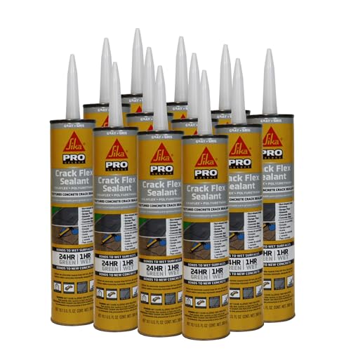 SIKA Sikaflex Crack Flex Sealant - Gray, High-Performance Polyurethane, Self-Leveling, Textured - Waterproof Seal for Horizontal Cracks - 10.1 fl. oz (Pack of 12) - size: 10.1 Fl Oz (Pack of 12)