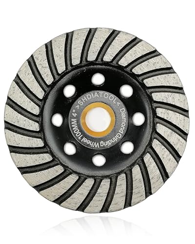 SHDIATOOL 4 Inch Turbo Row Diamond Grinding Cup Wheel for Concrete Granite Marble Masonry Brick Fits 7/8 Inch or 5/8 Inch Arbor - size: 4 Inch, style: Turbo Rows