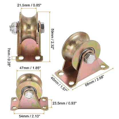 HARFINGTON 4pcs U Groove Caster 1.85" U-Shaped Sliding Gate Wheel with Bracket, Load Capacity 88lbs Per Wheel, for Inverted Track, Rolling Gate, Sliding Gate, Industrial Machines - size: 1.85 inch