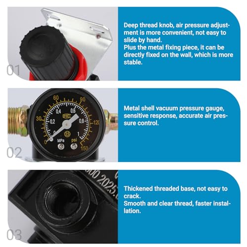 Aluminium Alloy Air Compressor Pressure Regulator Airtac AR2000 1/4'' PT with Bracket and Gauge 0-160 PSI Adjustable - style: Aluminium Alloy AR-2000