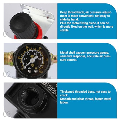 Aluminium Alloy Air Compressor Pressure Regulator Airtac AR2000 1/4'' PT with Bracket and Gauge 0-160 PSI Adjustable - style: Aluminium Alloy AR-2000