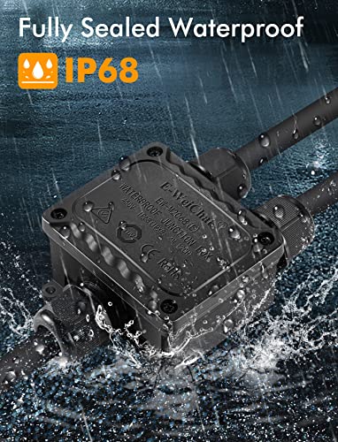 Junction Box - IP68 Waterproof Electrical Boxes 3 Way M25 Cable Connector - size: 3 Way 2 Pack