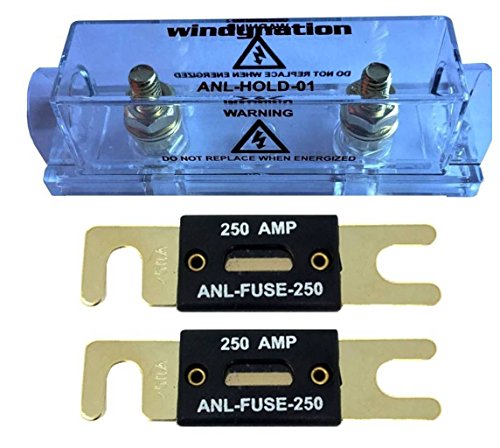 WindyNation ANL Fuse Holder + Fuse (2pcs 250A) - size: 2pcs 250A Fuse