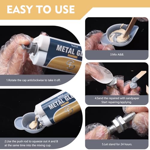 Metal Glue, 3.4oz 2 Part AB Epoxy Resin Repair Heavy Duty for Bonding