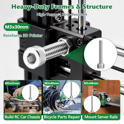 466 Pcs M3 Hex Socket Cap Screws Nuts Washers Wrench Kit, 304 SS - size: SS M2 466pcs 3