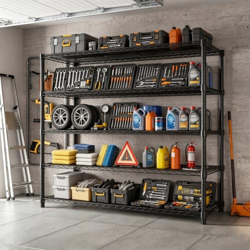 Garvee 5-Tier Wire Shelving 3200LBS Heavy Duty Storage Shelves Garage Rack - size: 47.2"W x 70.9"H x 17.7"D