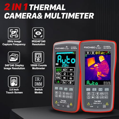 2 in1 Thermal Imaging with 10000 Counts Multimeter Function Infrared Camera Pixels ISR240x240 Image Resolution 240x240 2.8 inch Touchscreen -20℃ to 550℃ Temperature Range 5 Color Palettes - size: TI-01 without Macro Lens Function