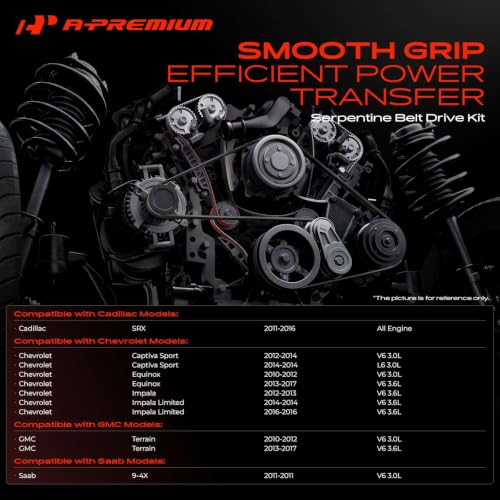 A-Premium Engine Serpentine Belt Drive Kit Compatible with Chevy, GMC