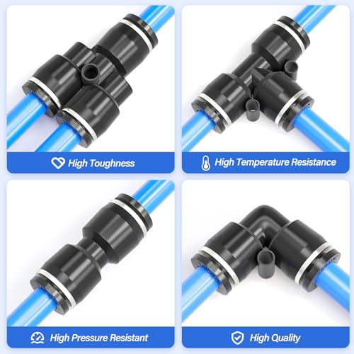 TAILONZ PNEUMATIC 1/4 Inch OD 1/4 Inch NPT Push to Connect Fitting NPT Thread Air Hose Fittings Connection accessory kit（Pack of 13） - size: 1/4"OD 1/4"NPT