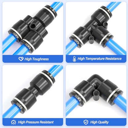 TAILONZ PNEUMATIC 1/4 Inch OD 1/4 Inch NPT Push to Connect Fitting NPT Thread Air Hose Fittings Connection accessory kit（Pack of 13） - size: 1/4"OD 1/4"NPT