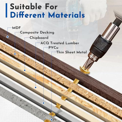 #8 x 1-5/8" Deck Screws Wood Screws, Torx Flat-Head Exterior Screws, T25 Star Bit Includeds (710PCS 5LB Box) - size: #8x1-5/8"