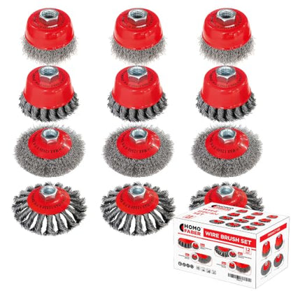 HOMO FABER 12 Pack Wire Wheel Brushes for Angle Grinder, 4-1/2", 5/8"-11