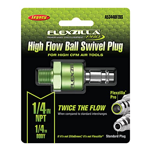 Flexzilla Pro High Flow Ball Swivel Plug, 1/4" Body, 1/4" MNPT - A53440FZBS - style: Ball Swivel Plug