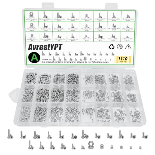1110Pcs Metric Micro Screws & Nuts Kit, M1 M1.2 M1.4 M1.6 M2 M2.5 - size: M1/1.2/1.4/1.6/2/2.5-1110Pcs