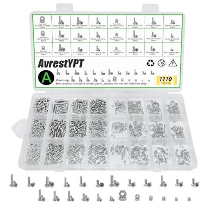 1110Pcs Metric Micro Screws & Nuts Kit, M1 M1.2 M1.4 M1.6 M2 M2.5 - size: M1/1.2/1.4/1.6/2/2.5-1110Pcs