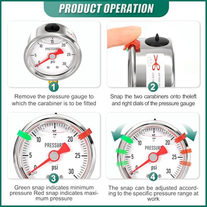 0-30psi Stainless Steel Glycerin Liquid Filled Pressure Gauge1/8 NPT 1.5" Dial, Lower Mount for Pressure Testing of Water, Oil and Air (with Range Mark Pointer) - size: 0-30Psi