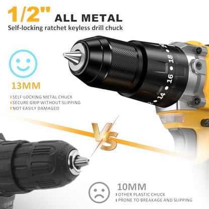 1060In·lbs 21V Brushless Cordless Electric Power Hammer Drill - color: Yellow