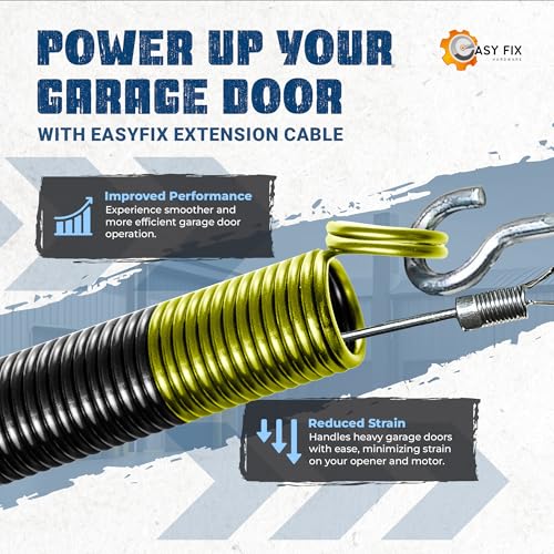 130 lb Yellow Garage Door Extension Springs, Heavy-Duty Double-Looped 2-Pack for 7 ft Sectional Doors, ASTM 229 Steel, 30,000 Cycles - size: 130-Yellow