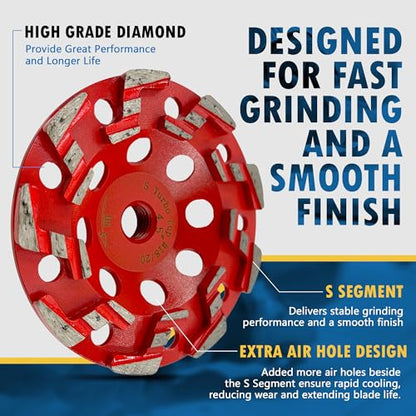 4.5" Diamond Grind Wheel S Seg Concrete & Coating 5/8"-11 Threaded Arbor - style: 4.5" Diameter / S Segments