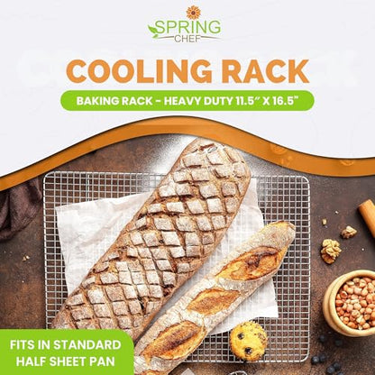 Spring Chef 11.5" x 16.5" Stainless Steel Cooling Rack for Cooking & Baking - size: 11.5"x16.5", style: 1 Pack