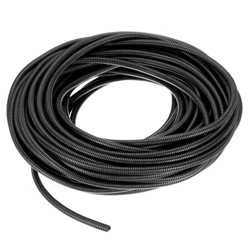 uxcell 1/4 Inch x 100 Ft Split Wire Loom Tubing, Guard Convoluted Flex, Protective Split Cable Conduit, Flexible Wire Protector Tubing, Electrical Cord Cover, Black - color: Black, size: 1/4 Inch x 100 Ft