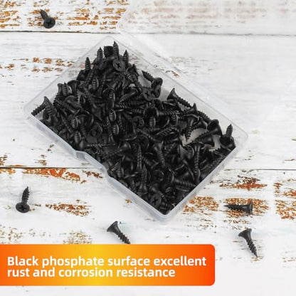 Black Wood Screws 163PCS #6x3/4 Flat Head Self-Tapping - color: Black 163 pcs