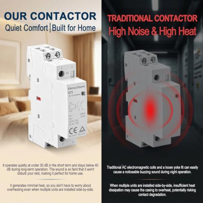 Heschen 25A 2 Pole Modular AC Contactor CT1-25, 110V AC Coil - color: 110V AC Coil, size: 25 Amp