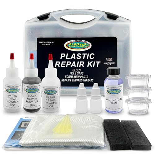 Plastex Plastic and Fiberglass Repair - Easily fix, Recreate Broken Plastic, Fiberglass Wood & More! Plastex Master Tech Kit - color: Master Kit (Black/White/Clear), size: 30 grams