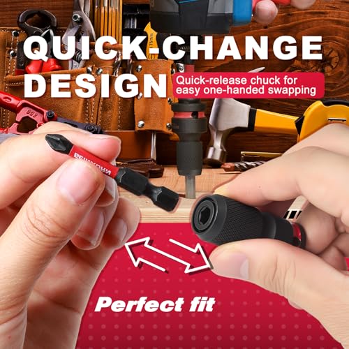 Geinxurn 2PCS Impact Screwdriver Bit Holders, 3/8-Inch Square Drive to 1/4-Inch Quick Release Hex Socket Adapter for Impact Wrench - size: 2pcs-3/8"