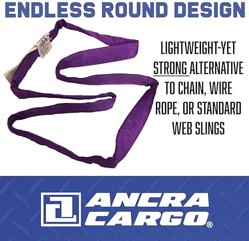 Ancra Cargo Endless Round Lifting Sling, Purple, 1" x 3', 3 Sling Variants - size: 1 Inch x 3 Foot