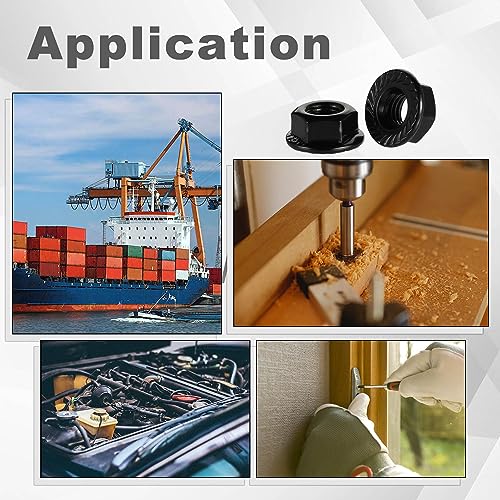 M12-1.75 Serrated Flange Hex Nuts Flanged Locknuts, 304 Stainless Steel 18-8, Black Finish, 10 PCS - size: M12-1.75