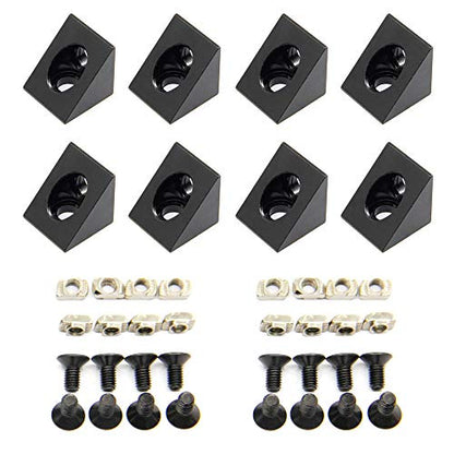 8PCS Black Angle Sharp Corner Bracket Connector for 6mm Slot Aluminum Extrusion Profile 2020 Series (Angle Corner-8PCS) - style: Angle corner 8 pieces