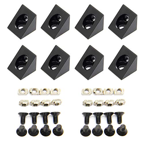 8PCS Black Angle Sharp Corner Bracket Connector for 6mm Slot Aluminum Extrusion Profile 2020 Series (Angle Corner-8PCS) - style: Angle corner 8 pieces