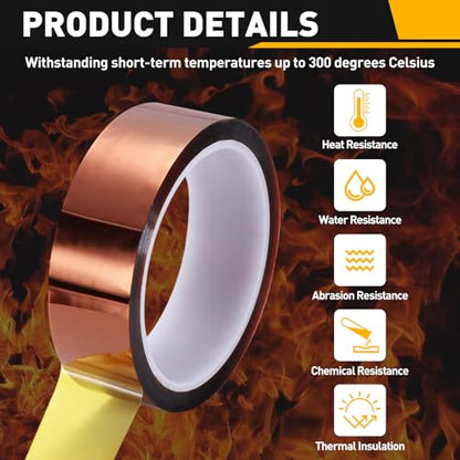 uxcell Heat Tape, 30mm x 33m (108ft) Polyimide Heat Transfer Sublimation Tape No Residue High-Temperature Resistant Tapes for Heat Press Soldering Circuit Board, Brown - size: 30mm x 33m (108ft)