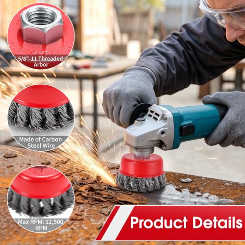 6 Pack Angle Grinder Wire Wheel, Wire Wheel Brush for 4-1/2" Angle Grinder - color: Wheel Brush & Cup Brush