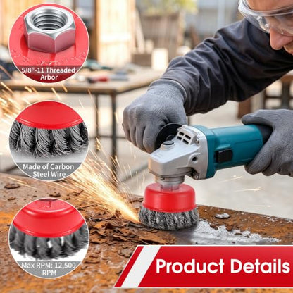 6 Pack Angle Grinder Wire Wheel, Wire Wheel Brush for 4-1/2" Angle Grinder - color: Wheel Brush & Cup Brush