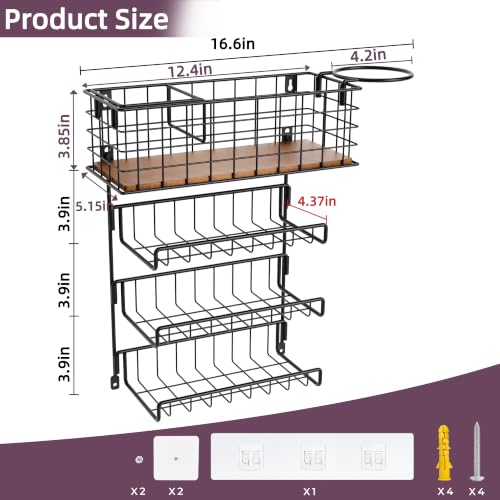 3-Tier Wall Mounted Hair Tool Organizer, Matte Black