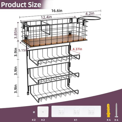 3-Tier Wall Mounted Hair Tool Organizer, Matte Black