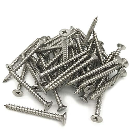 5 x 50mm Screw, Flat Head, Phillips Drive, Self Drilling, 304 Stainless Steel Drywall Wood Screws 50Pcs - size: 5 x 50mm