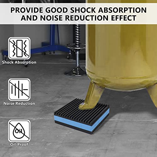 LBG Products Anti Vibration Pads,2" X 2" X 7/8" Heavy Duty Blue EVA Rubber Anti Vibration Isolation Pad for Air Compressor,Washer and Dryer,HVAC,Treadmills,Air Conditioner Accessories,Pack of 4 - size: 2" X 2" X 7/8"