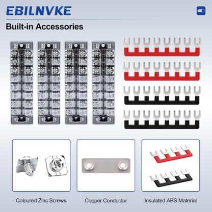 Terminal Block 25A 600V 8 Position Dual Row Screw Terminal Strip - size: 4PCS 25A 8P