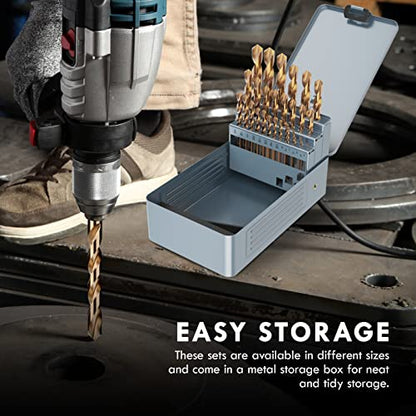 29Pcs(1/16"-1/2") Cobalt Drill Bit Set M35 HSS Jobber Length - size: 29pcs, 1/16"-1/2"