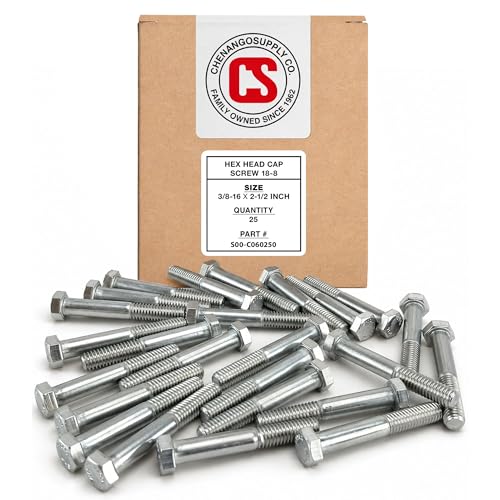 Chenango Supply 3/8-16 x 2-1/2" Stainless Steel Hex Head Bolts - size: 3/8-16 X 2-1/2"