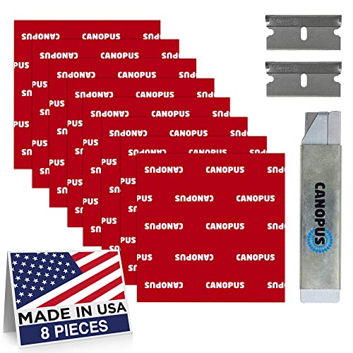 CANOPUS Mounting Square Tape Double Sided, Adhesive Pads Foam Tape, Made in USA, 5952 Roll, 8-PCs 3in x 3in Square Pack, with Box Cutter (1PC) and Razor Replacement (2PCs) - size: 3in x 3in